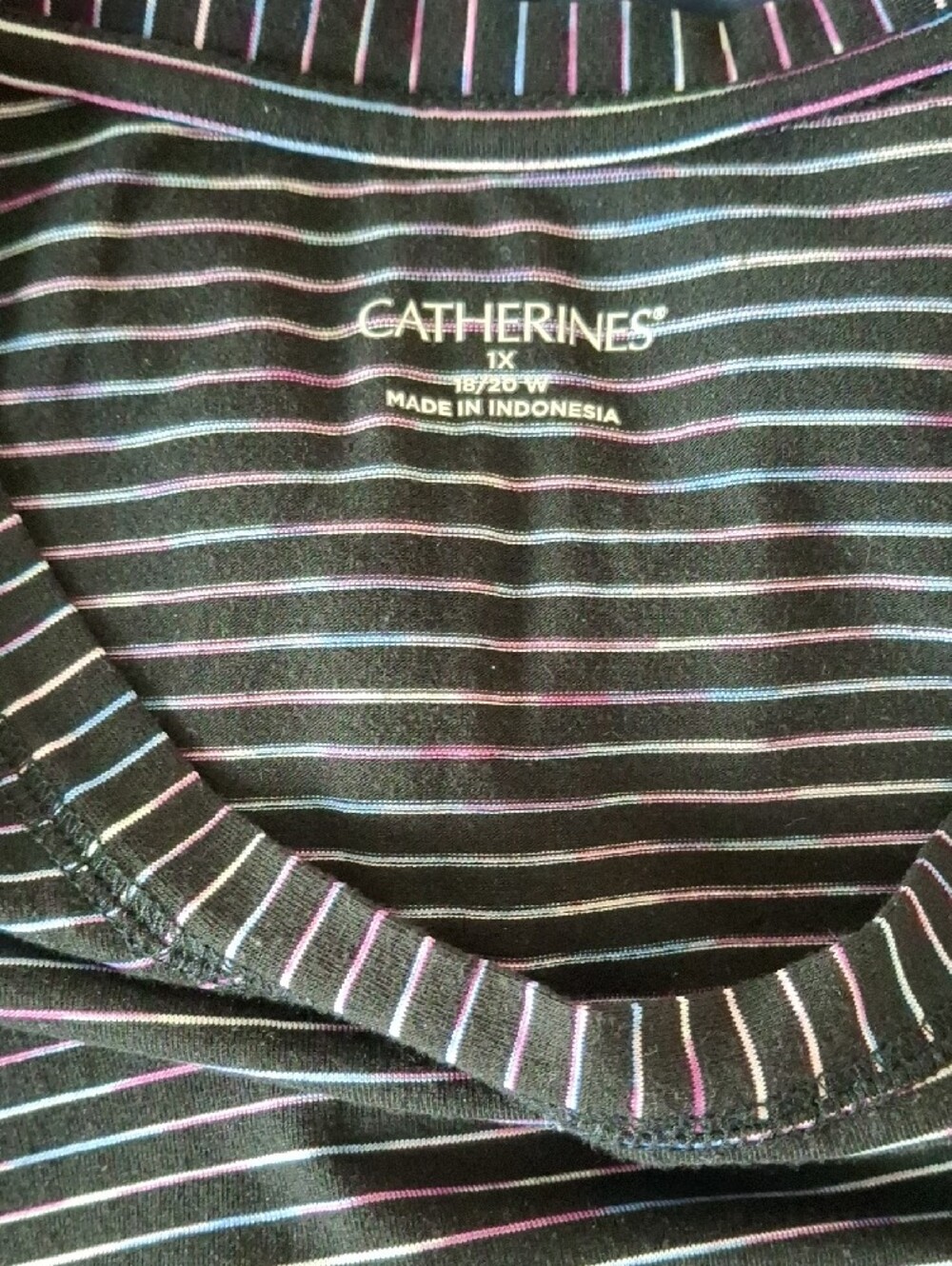 Catherine's Black Multi-Stripe Women's Top - Picture 5 of 5